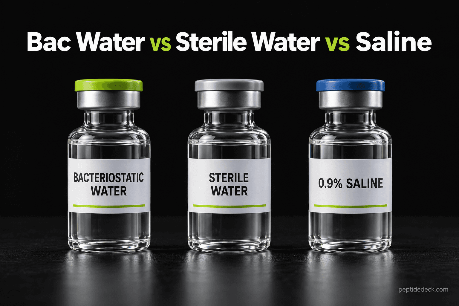 Bacteriostatic Water vs Sterile Water vs Saline: Which to Use for Peptides (2026)
