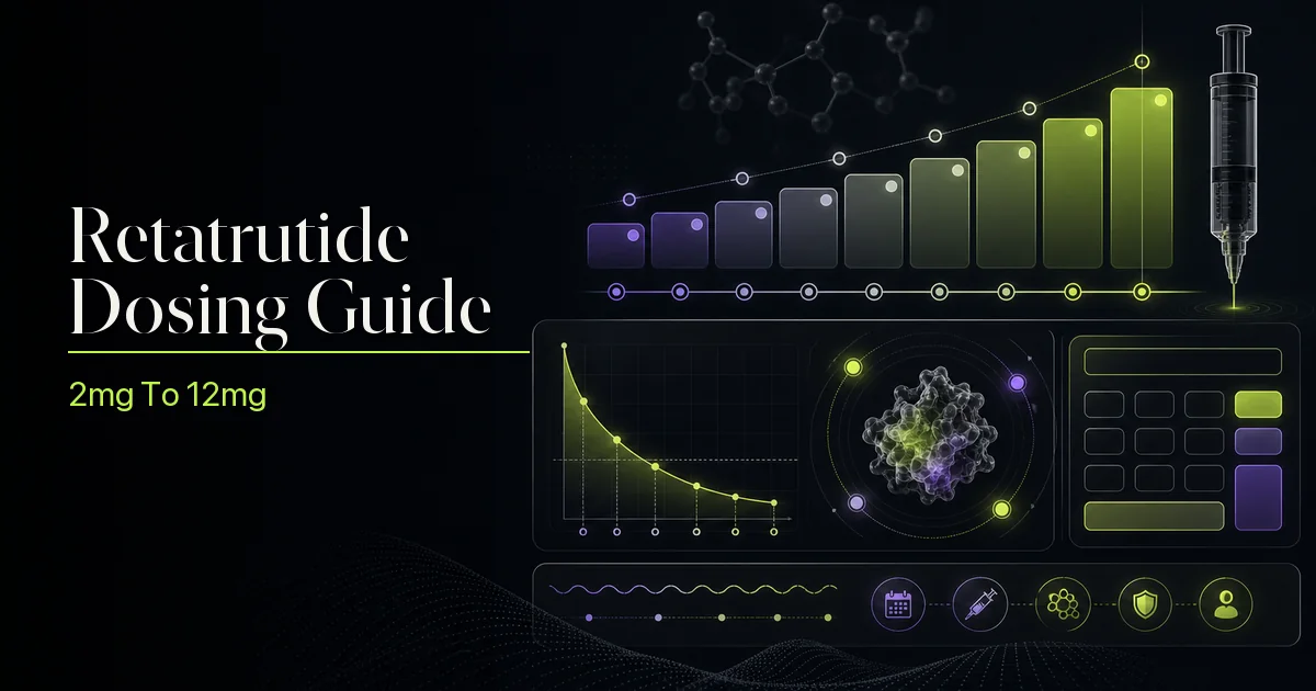 Retatrutide Dosing Guide 2026: 2mg to 12mg Protocol, Half-Life & Calculator